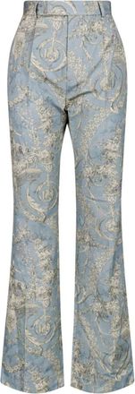 Vivienne Westwood Broeken, Dames, Blauw, L, Blauwe Broek met Hoge Taille en Wijde Pijpen