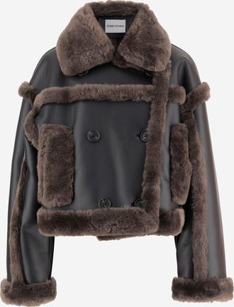 Stand Studio Kristy Synthetic Leather Jacket With Fur Details