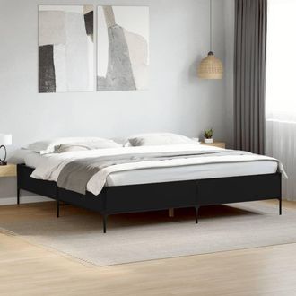 vidaXL Vidaxl - Estructura De Cama Madera De Ingenier&iacute;a Y Metal Negro 180x200cm