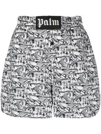 Palm Angels Shorts met print - Wit