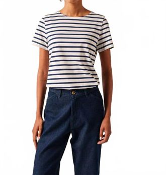 Saint James Estrille Ii Short Sleeves Tee In Neige/marine
