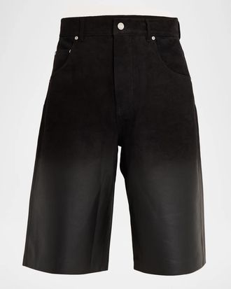 Purple Men & apos;s Leather Track Wide-Leg Shorts