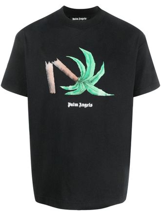 Palm Angels T-shirt met print - Zwart