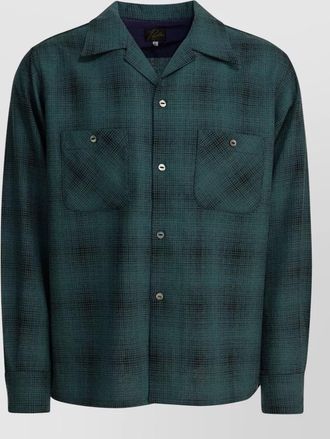 Needles wool check shirt featuring chest pockets