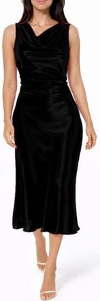 Bebe Cowl Neck Sleeveless Satin Midi Dress in Black at Nordstrom Rack, Size X-Small