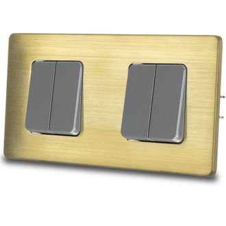OEM Interruptor De Luz Para Escaleras Gris Cu&aacute;druple, Acero Cepillado, Lat&oacute;n Pvd