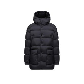 Moncler Moncler Bretagne Hooded Mid-length Down Jacket, Men, Black, Size: 2