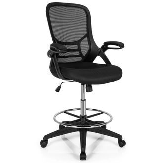 Costway Costway Reclinable Mid-Back Home Office Swivel Chair w/ Arm Footrest & Adjustable Height Ergonomic in Black