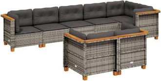 vidaXL Set De Sof&aacute;s De Jard&iacute;n 8 Pzas Y Cojines Rat&aacute;n Sint&eacute;tico Gris Vidaxl