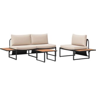 vidaXL Conjunto De Comedor De Jard&iacute;n 3 Pcs Taup&eacute; Acero Vidaxl