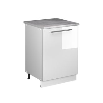 Vicco Mueble Bajo De Cocina Fame-line, Blanco Alto Brillo/blanco, 60 Cm 1 Puerta Con Encimera, Vicco