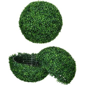 HOMCOM Set 2 Sfere di Bosso Artificiale &Oslash;50cm per Interno ed Esterno Verde - Homcom