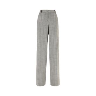 Stella McCartney Straight Trousers, female, Gray, 2XS, Pinstripe Pleated Straight-Leg Trousers