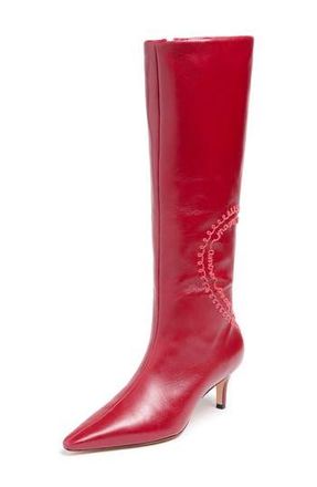 Cinq &agrave; Sept Casey Embroidered Heart Tall Boot in Bordeaux at Nordstrom Rack, Size 8.5Us / 38.5Eu