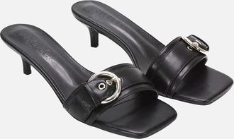 XY London Womens XY London Womens/Ladies Addison Buckle Detail Slip-on Kitten Heel Mule Sandals - Black - Size: 5