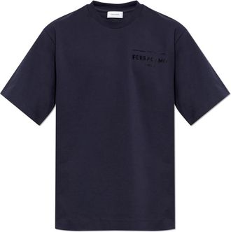 Ferragamo Logo T-shirt - Heren - T-shirts - Blauw - L - Katoen - Tops