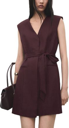 Mango Belted Vest Minidress in Burgundy at Nordstrom, Size 2