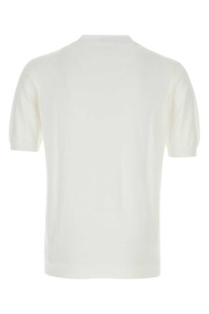 Fedeli Mens White Cotton Sweater Bianco Exterior: Maglieria