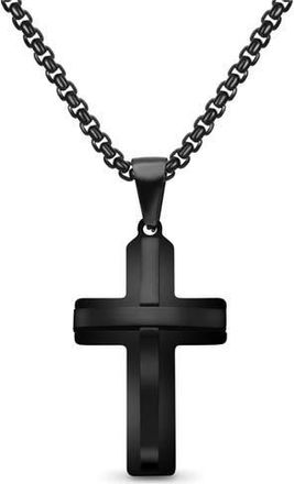 Edforce Mens Cross Pendant Necklace in Black at Nordstrom Rack