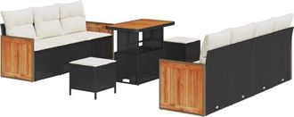 vidaXL Vidaxl - Garden Sofa Set 10 pcs Black, Cream 90 x 55 x 71 cm Poly Rattan