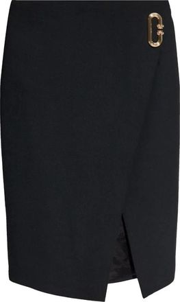 Casablanca Rok met logopatch en split aan de zijkant - Dames - Kokerrokken - Zwart - XS - Polyester - Rokken