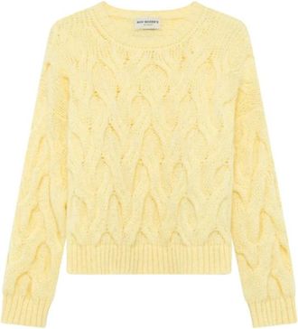 Roy Rogers Multi-cable Pullover in Alpaca Blend - Dames - Ronde hals truien - Geel - L - Wol - Truien & Vesten