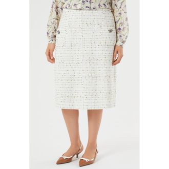 Marina Rinaldi Tundra Boucl&eacute; Midi Skirt in White at Nordstrom, Size 20W