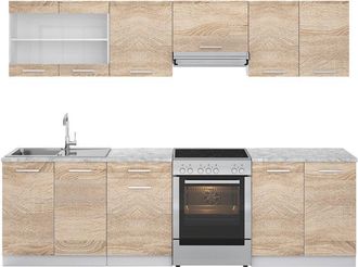 Vicco Cucina componibile Raul, Sonoma, 270 cm, pl Marmo