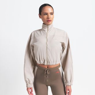 Nike Womens SKIMS Woven Nylon Crop Jacket in Brown | TPZUP3561-STO