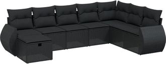 vidaXL Set De Sof&aacute;s De Jard&iacute;n 8 Piezas Y Cojines Rat&aacute;n Sint&eacute;tico Negro Vidaxl
