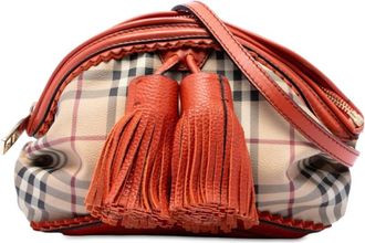 Burberry Pre-owned Burberry Prorsum Haymarket Check Coated Canvas Brogue Tassel Crossbody Ladies V0FF27MSZW5BJ5PM