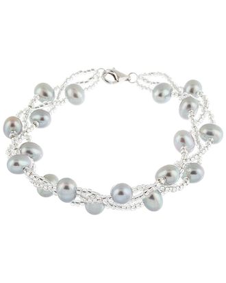 Splendid Pearls Rhodium Plated 6-7Mm Pearl Bracelet