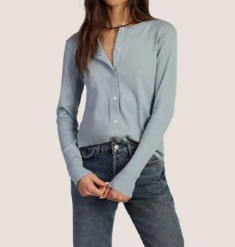 Dylan Rowan Rib Cardigan In Light Sky