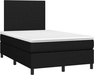 vidaXL Cama Box Spring Con Colch&oacute;n Y Luces Led Tela Negro 120x190 Cm Vidaxl