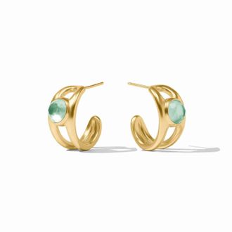 Julie Vos Womens Laguna Stone Hoop Earring In Iridescent Aquamarine Blue