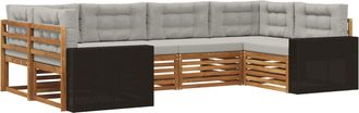 vidaXL Conjunto De Sof&aacute;s De Exterior 6 Uds. Natural Y Gris Claro Vidaxl