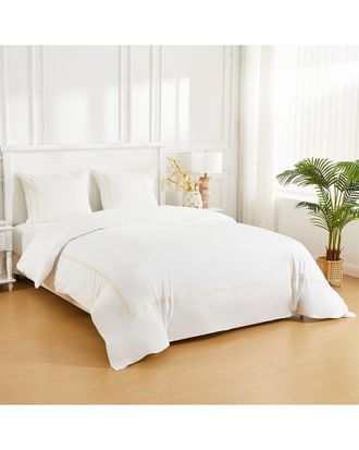 Melange Home Mélange Home Percale Classic Double Border Duvet Set