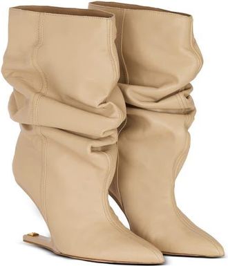 Balmain No Wedge smooth leather ankle boots in Beige at Nordstrom, Size 37