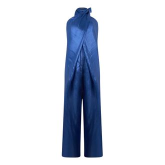 Alberta Ferretti Jumpsuit with crossover closure - female - Alberta Ferretti - Jumpsuits - Blue - S - Jumpsuits & Playsuits