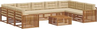 vidaXL Conjunto De Sof&aacute;s De Exterior 10 Uds. Natural Y Beige Vidaxl