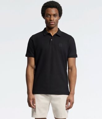 Psycho Bunny Mens Nicholson Rib Collar Pique Polo 001 BLACK / M