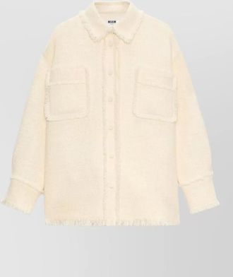 Msgm nylon silk collared top long sleeves