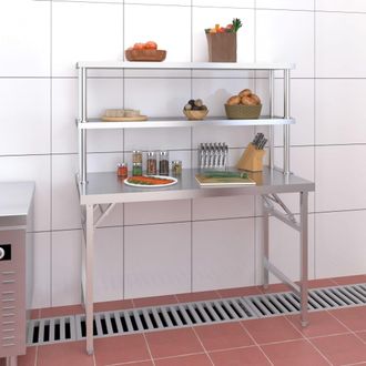 vidaXL Vidaxl - Mesa De Trabajo Para Cocina Con Estante Acero Inox 120x60x145cm