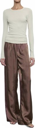 Enza Costa Fluid Twill Pant In Chocolate