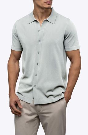 Cuts Riviera Cotton Blend Knit Camp Shirt in Metal at Nordstrom, Size Xx-Large