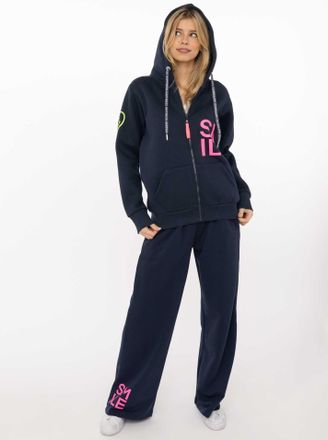 Zwillingsherz Sweathose ZWILLINGSHERZ Alissa, Damen, Gr. L/XL, N-Gr, marine, Sweatware, Obermaterial: 50% Baumwolle, 50% Polyester, Hosen Sweathose, mit Print und N