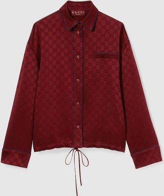 Gucci GG Satin Shirt With Tie Waist, Bordeaux, Ready-to-wear