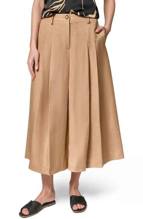 DKNY Pleated Crop Linen Blend Pants in Fawn at Nordstrom, Size 10
