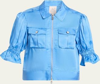 Cinq &agrave; Sept Holly Short-Sleeve Sateen Jacket
