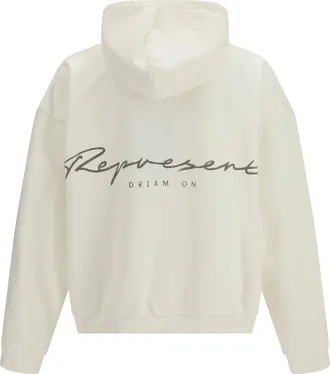 Represent Mens Western Dobermans Hoodie Flat White Cotton Sweatshirts Sweater